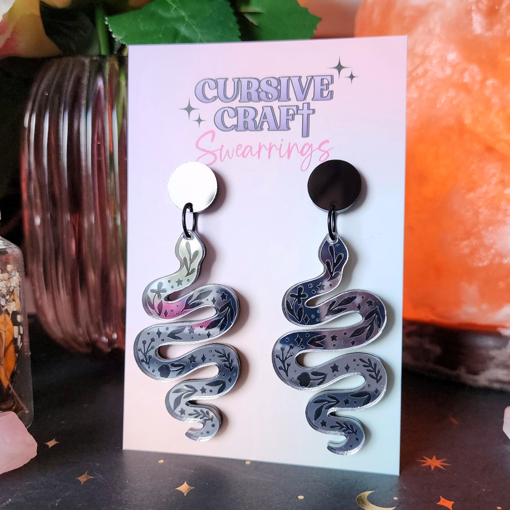 Celestial Serpent Earrings - Cursive Craft 