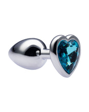 Load image into Gallery viewer, Kinki Range Alloy Love Heart Gemmed Butt Plug - 2.7 Inch - Blue
