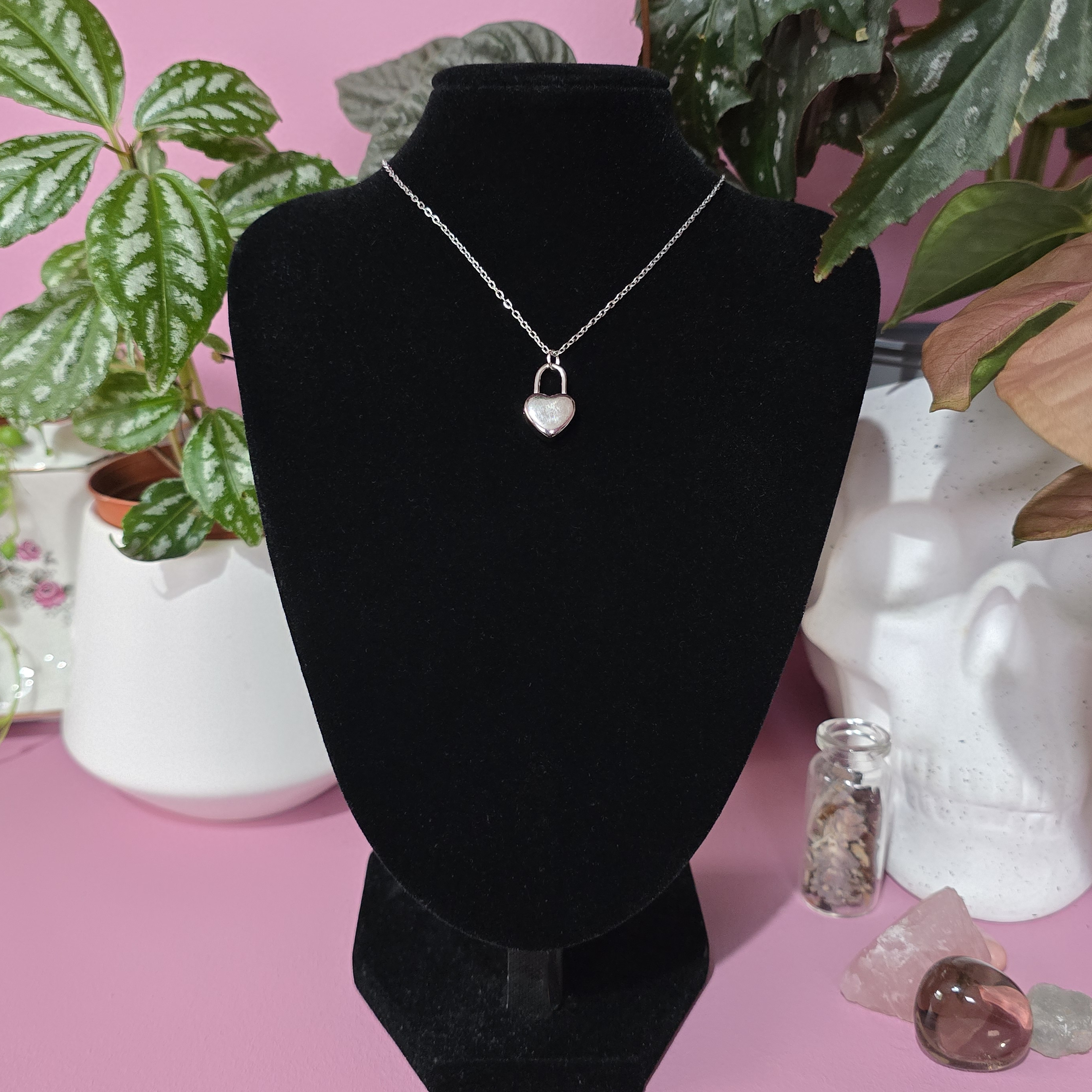 Heart Padlock Necklace – Customizable (Silver)