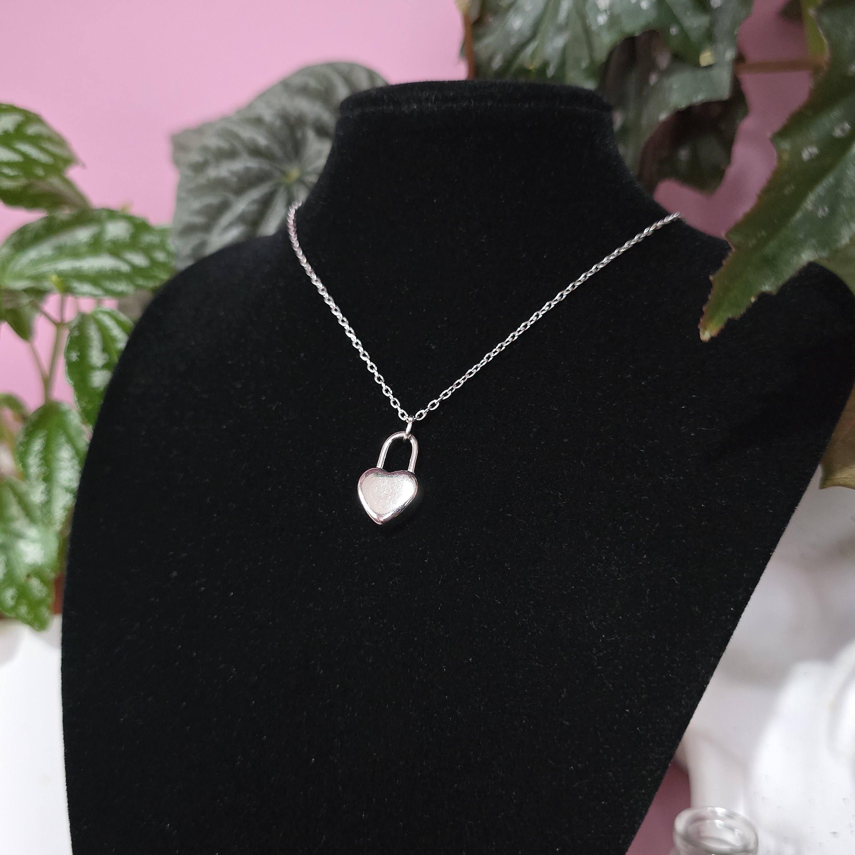 Heart Padlock Necklace – Customizable (Silver)