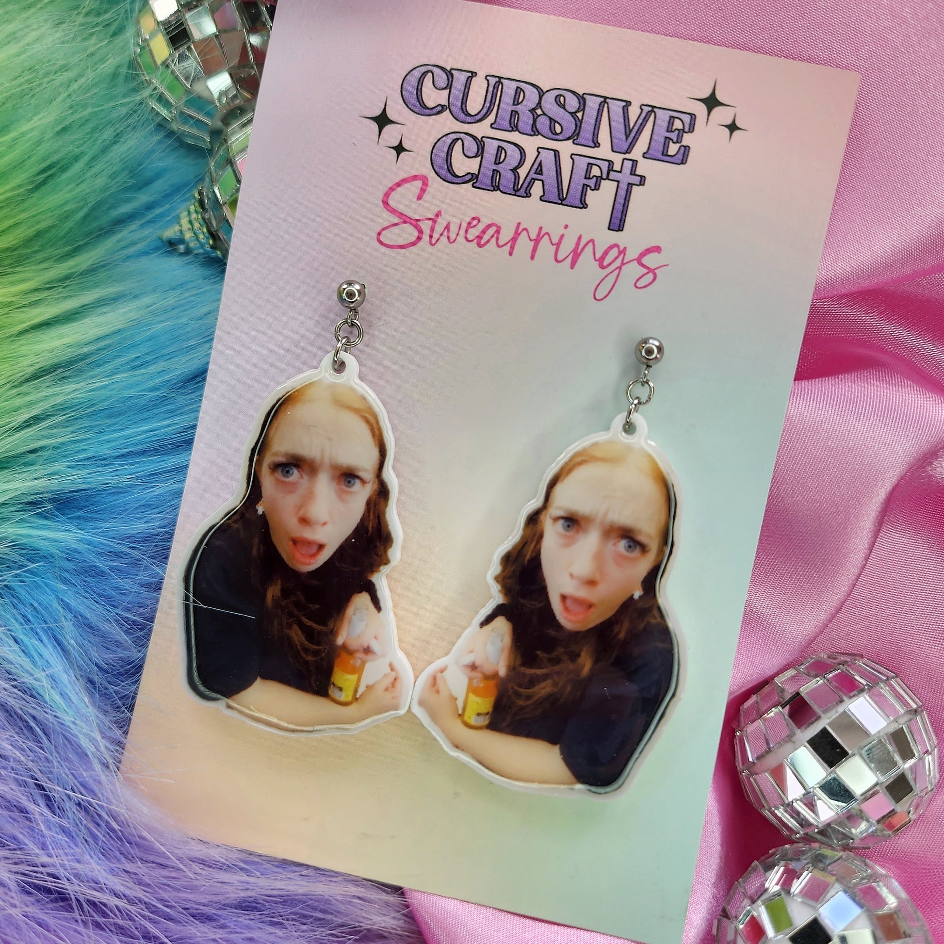 Custom Photo Earrings - Cursive Craft 